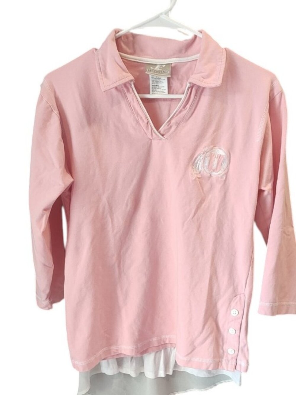 University of Utah | Light Pink Quarter-Sleeve Polo Pullover | 18 PTP
